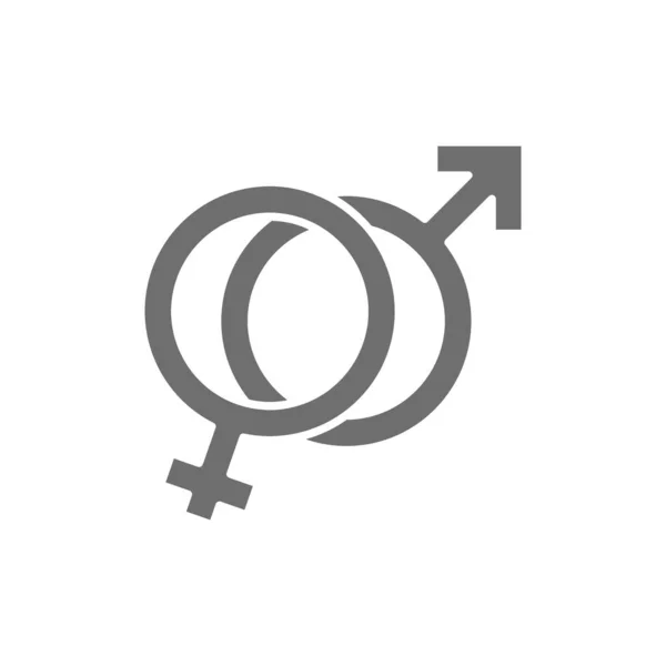 Kvinnliga och manliga symboler, man och kvinna tecken, kön grå ikon. — Stock vektor