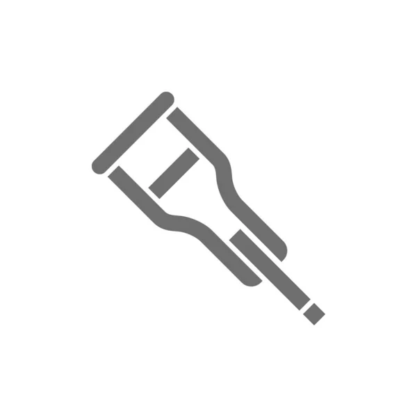 Crutch, ícono gris palo. Aislado sobre fondo blanco — Vector de stock