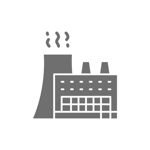 Εργοστάσιο, βιομηχανικό κτίριο γκρίζα εικόνα. Απομονωμένα σε λευκό φόντο — Διανυσματικό Αρχείο