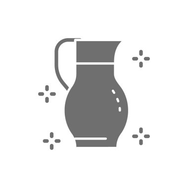 Su gri ikonlu cam sürahi. Beyaz arkaplanda izole