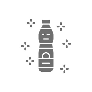 Plastik su şişesi gri simgesi. Beyaz arkaplanda izole