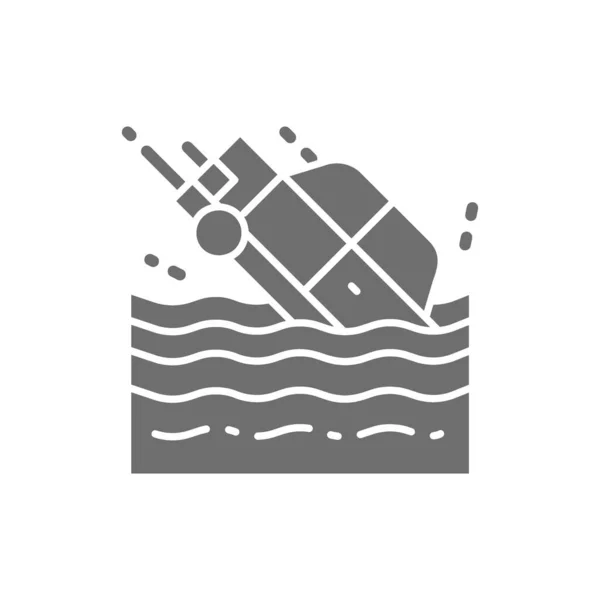 Car sinks in water grey icon. Isolated on white background — Stock Vector