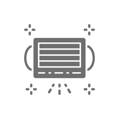 Tıbbi maske gri simgesi. Beyaz arkaplanda izole