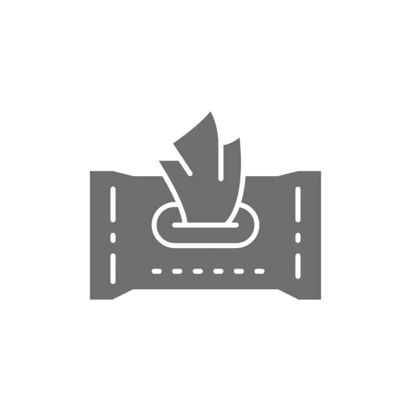 Papír nedves törlőkendő szürke ikon. Fehér alapon elszigetelve — Stock Vector