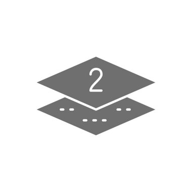 İki katmanlı peçete kağıdı gri simgesi. Beyaz arkaplanda izole