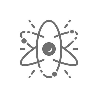 Atom, molekül, bilim gri ikonu. Beyaz arkaplanda izole