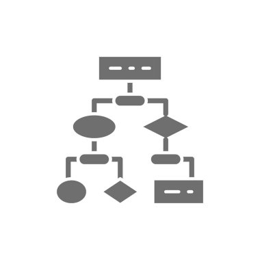 Algoritma, kodlama bloğu şemaları, api yazılım gri simgesi.