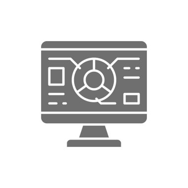 Bilgisayar tarayıcısı, programlama, seo grisi simgesi içindeki grafik diyagramı.