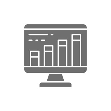 Bilgisayar tarayıcısında bilgi, arama motoru optimizasyonu gri simgesi.