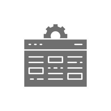 Teçhizatlı web sayfası, İnternet geliştirme, web sitesi optimizasyonu, seo grey simgesi.