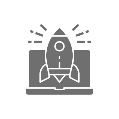 Dizüstü bilgisayardan roket fırlatma, başlangıç gri simgesi.