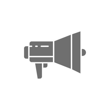 Megafon, hoparlör gri simge. Beyaz arkaplanda izole