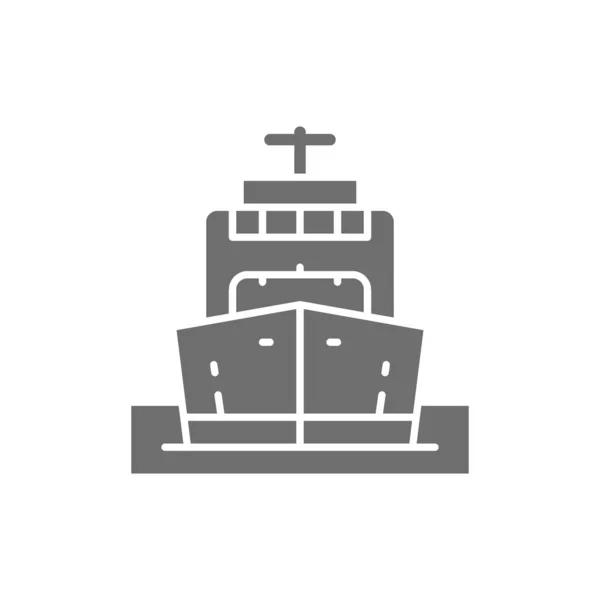 Грузовой корабль, лодка, транспортировка нефти, пароход, серая круизная икона. — стоковый вектор