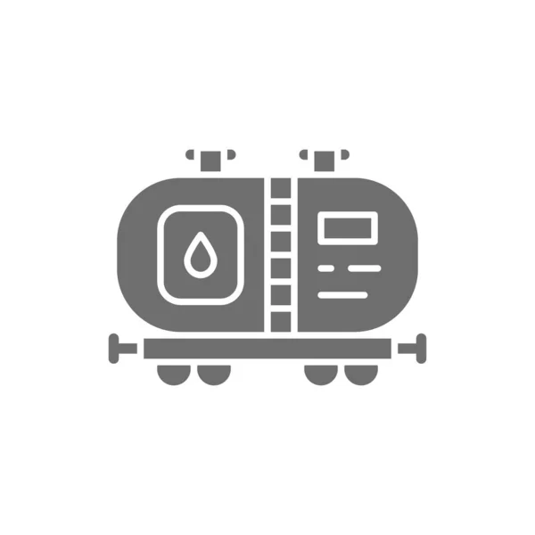 油箱、油罐车、火车车厢、铁路运输灰色图标. — 图库矢量图片
