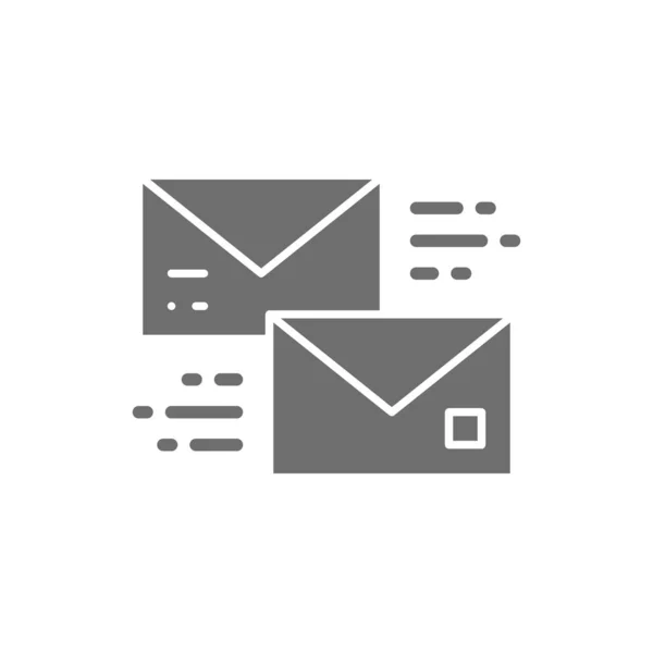Carta, recibir y enviar un mensaje burbuja, chat, comunicación icono gris. — Vector de stock