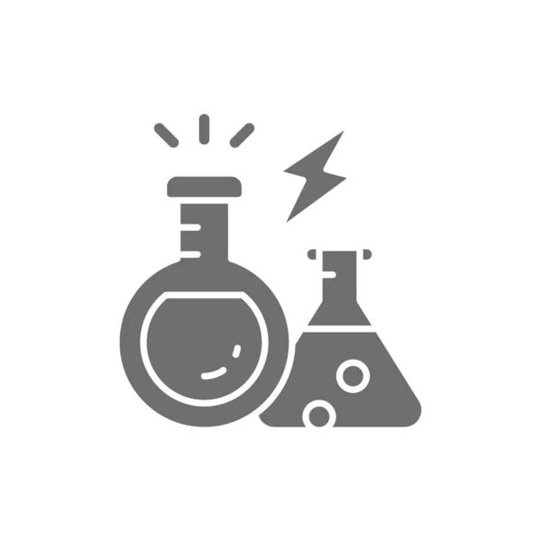 Equipamento de laboratório, frascos da experiência, ícone cinzento do tubo de ensaio. — Vetor de Stock
