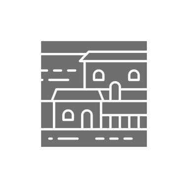 Kır manzarası gri simgesi. Beyaz arkaplanda izole