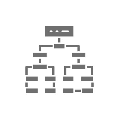 Program algoritması, akış şeması planı, iş akışı zihin haritası gri simgesi.