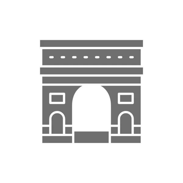 Vector Triumphal Arch, Francia, icona grigia. — Vettoriale Stock