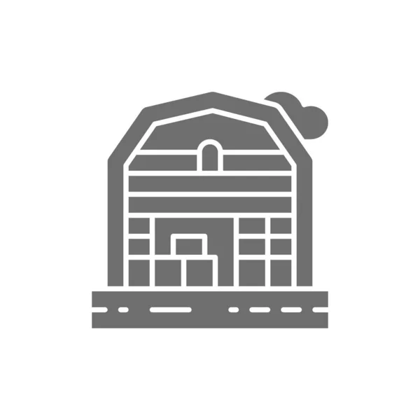 Фермерський будинок пейзажна сіра ікона. Ізольовані на білому тлі — стоковий вектор