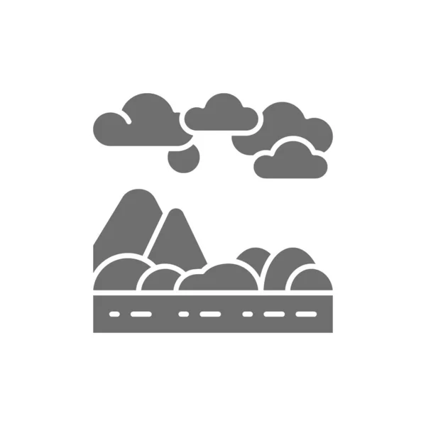 Vecteur montagnes et collines paysage gris icône. — Image vectorielle