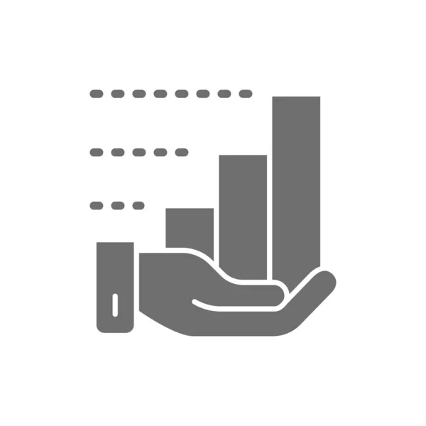 Vektor kéz növekedési diagram szürke ikon. — Stock Vector