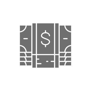 Bir tomar para, para, dolar, banknot gri simgesi.