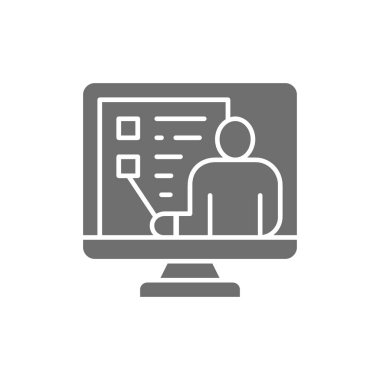 Video eğitimi, webinar, web konferansı, çevrimiçi destek gri simgesi.