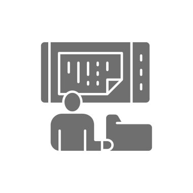 Adam verileri bir telefon, çevrimiçi depolama, mobil veritabanı gri simgesinde saklar.