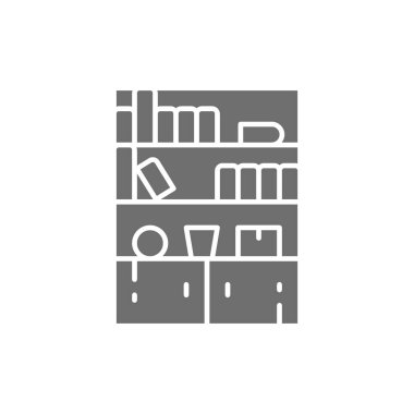 Dolap, gardırop, mobilya gri ikonu. Beyaz arkaplanda izole