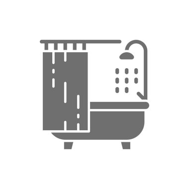 Küvet grisi ikonu. Beyaz arkaplanda izole