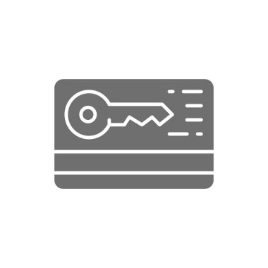 Güvenlik anahtarı gri simgesi olan kredi kartı.