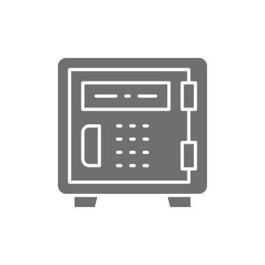 Güvenlik metali kasası gri simgesi. Beyaz arkaplanda izole