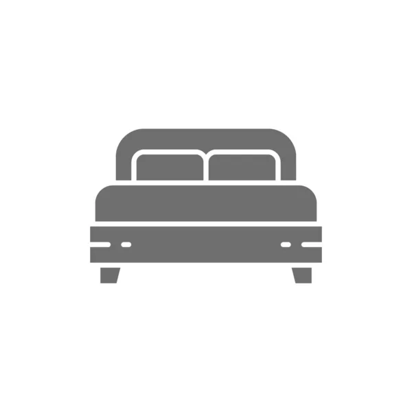 Двоспальне ліжко сіра ікона. Ізольовані на білому тлі — стоковий вектор