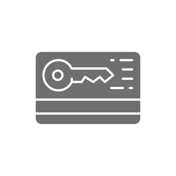 Carte de crédit avec icône grise clé de sécurité. — Image vectorielle