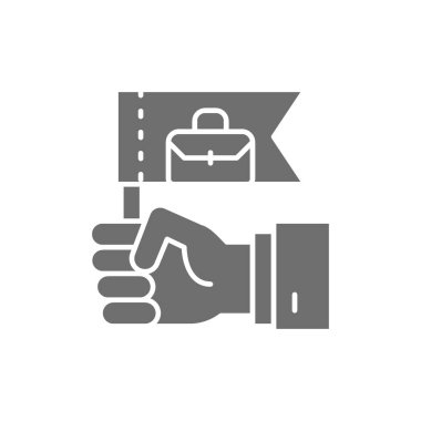 Bayrak taşıyan el, iş lideri, liderlik gri simgesi.