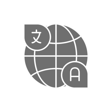 Çevirisi, konuşma gri simgesi. Beyaz arkaplanda izole