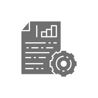 Diyagram ve dişli doküman mühendisliği, proje planı gri simgesi.