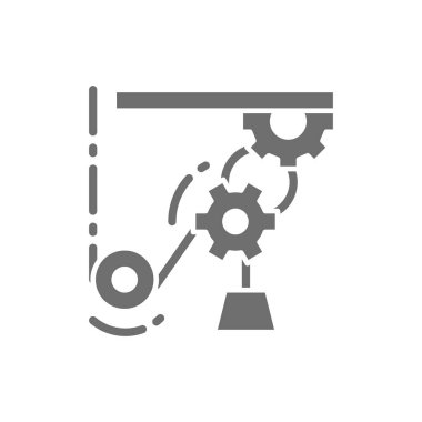 Kaldırma mekanizması, çalışma hattı, endüstriyel vinç simgesi.