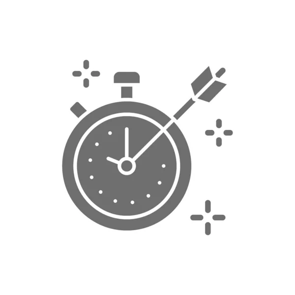 Stopwatch met markeringen en pijlgrijs icoon. — Stockvector