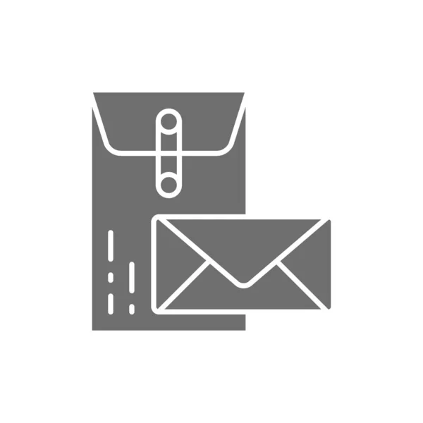 Большие и маленькие конверты, почта, деловые письма серая икона. — стоковый вектор