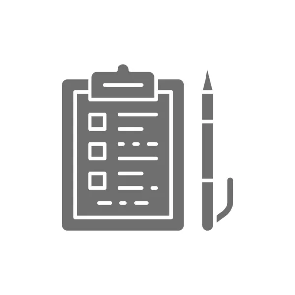 Ordner-Tablet mit Dokumenten und grauem Stift-Symbol. — Stockvektor