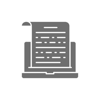 Dizüstü bilgisayardaki notlar, sunum, metin girdileri gri simgesi.