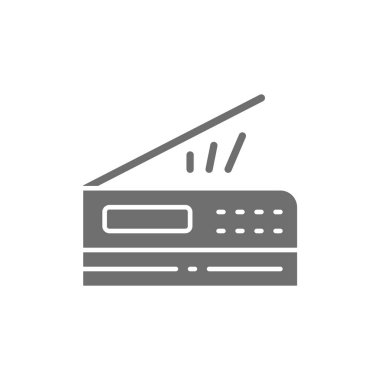 Yazıcı, tarayıcı, fotokopi makinesi gri simgesi. Beyaz arkaplanda izole