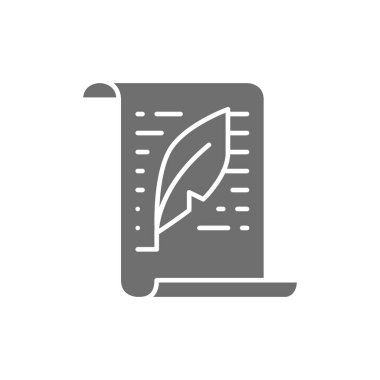 Vektör mektubu, belge, metin, kopyalama gri simgesi.