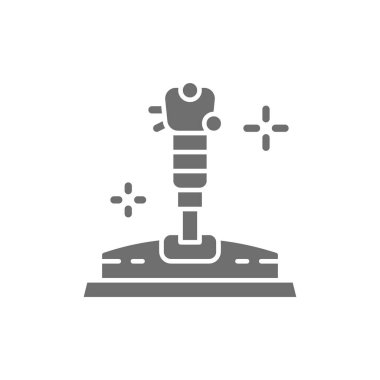 Oyun kumandası, oyun konsolu gri simgesi. Beyaz arkaplanda izole