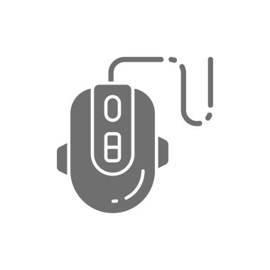 Bilgisayar oyunu fare gri simgesi. Beyaz arkaplanda izole