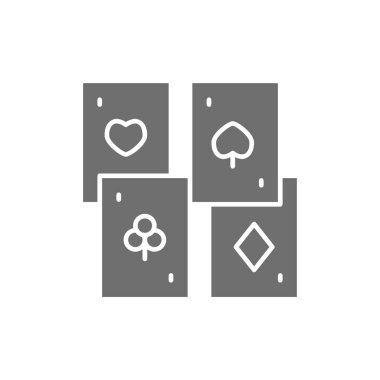 Vektör kart oynuyor, dört takım elbise gri simge.