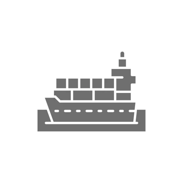 Vector vrachtschip met pakketten grijs pictogram. — Stockvector