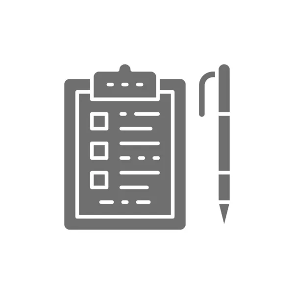 Ordner Tablet mit Stift, Checkliste graues Symbol. — Stockvektor